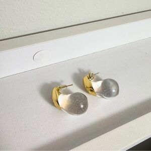 Gold and Resin Teardrop Earrings